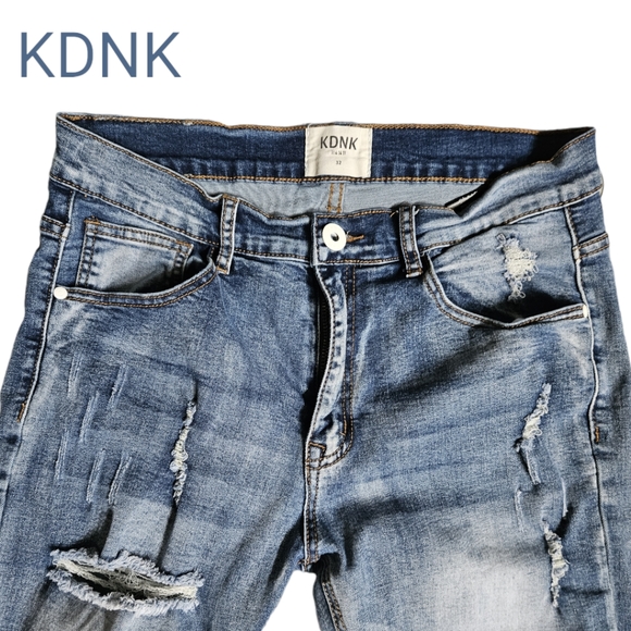 KDNK 11 4 14 11 Destroyed Knee Ankle Zip Jeans - Picture 6 of 8